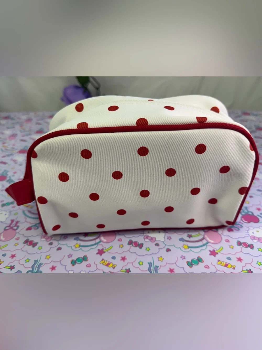 Red Polka Dot 'My Sweet Piano' Cosmetic Bag